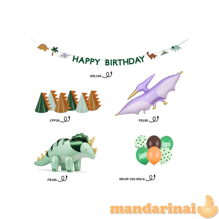 Foil balloons set - Dinosaurs, mix (1 pkt / 25 pc.)