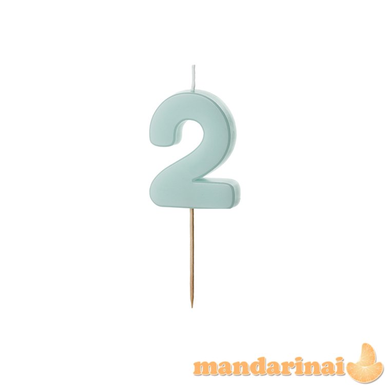 Birthday candle Numeral 2, light blue, size 5.5 cm