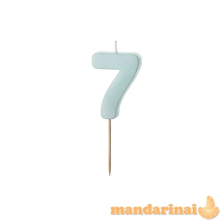 Birthday candle Numeral 7, light blue, size 5.5 cm