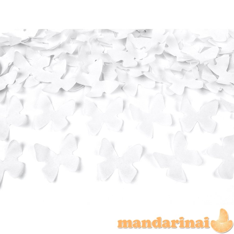 Confetti cannon with butterflies, white, 28cm