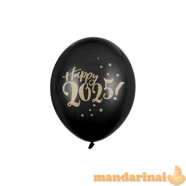 Balloons 30cm, Happy 2025!, Pastel Black (1 pkt / 50 pc.)