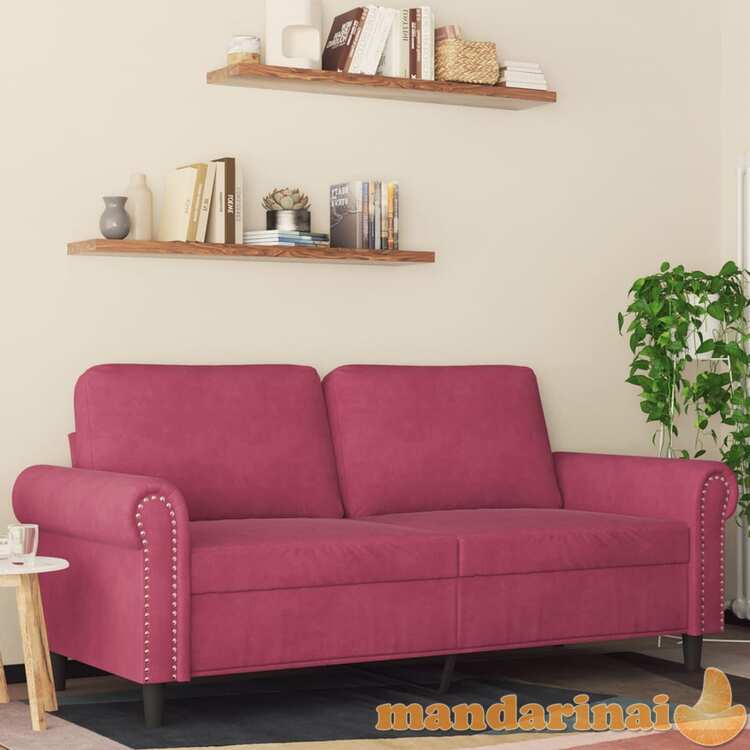 Dvivietė sofa, raudonojo vyno spalvos, 140cm, aksomas