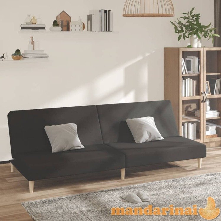 Dvivietė sofa-lova, juodos spalvos, audinys