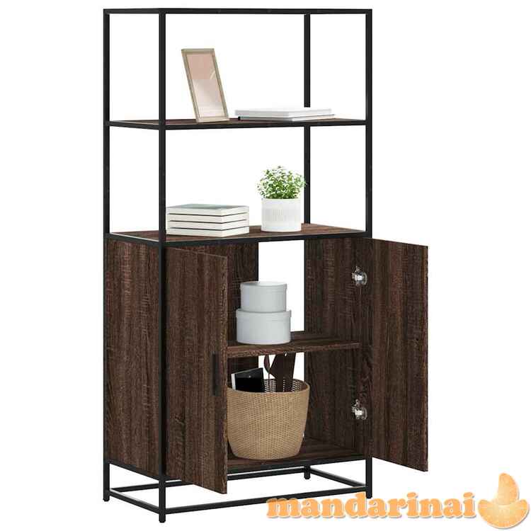 Highboard rudas ąžuolas 68x35x139 cm mediena ir metalas