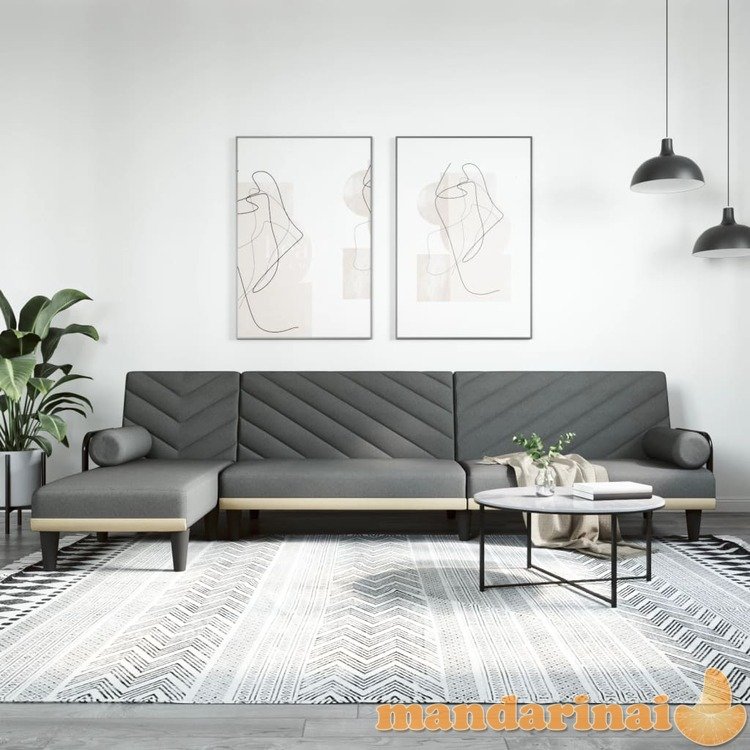 L formos sofa-lova, tamsiai pilka, 260x140x70cm, audinys