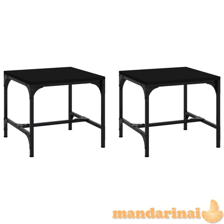 Šoniniai staliukai, 2vnt., juodi, 40x40x35cm, apdirbta mediena
