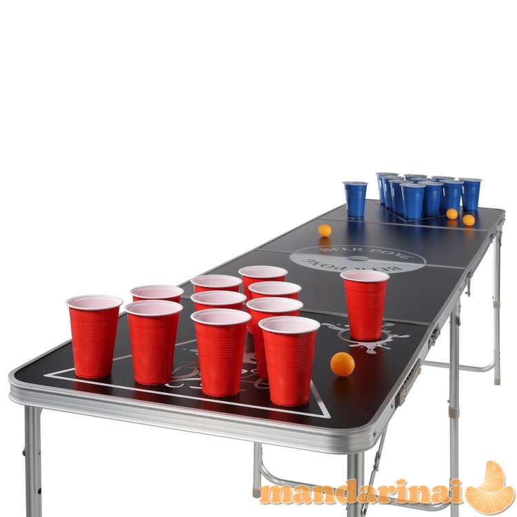 Hi sulankstomas beer pong žaidimo stalas, juodas, regul. aukščio