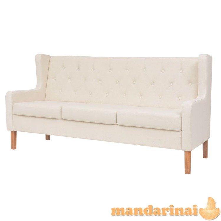 Trivietė sofa, audinys, kreminė balta