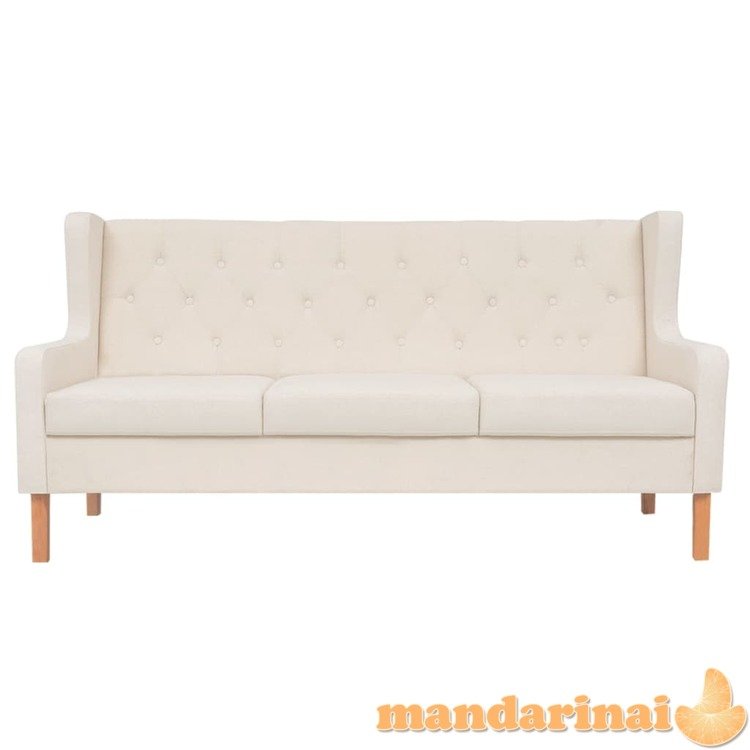 Trivietė sofa, audinys, kreminė balta