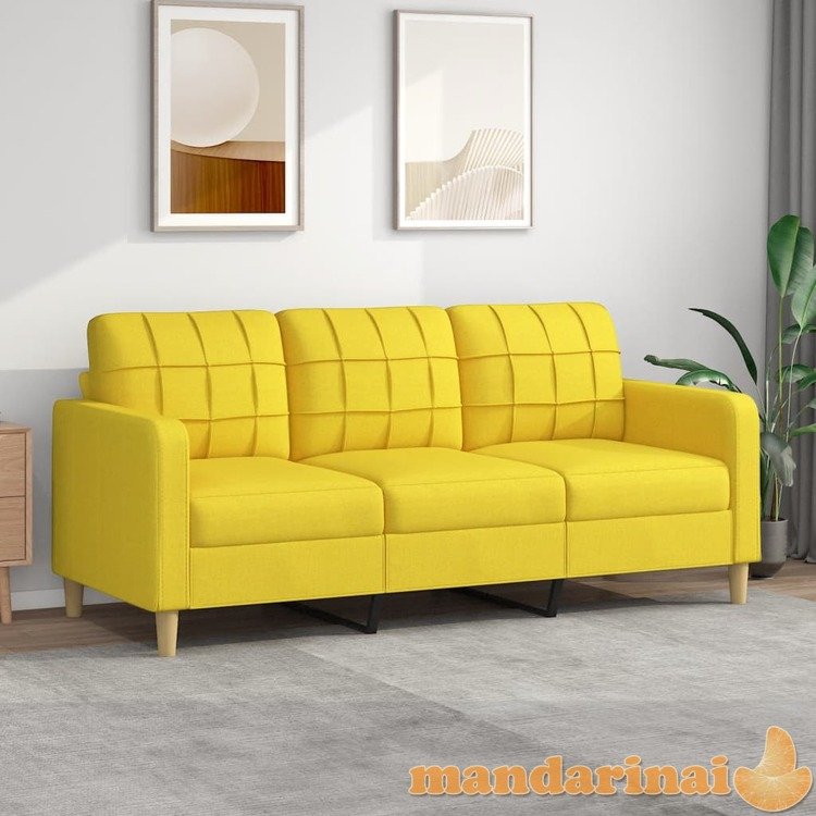 Trivietė sofa, šviesiai geltonos spalvos, 180cm, audinys