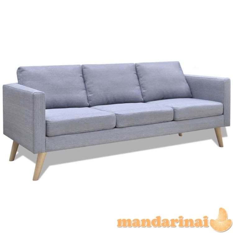 Trivietė sofa, audinys, šviesiai pilka