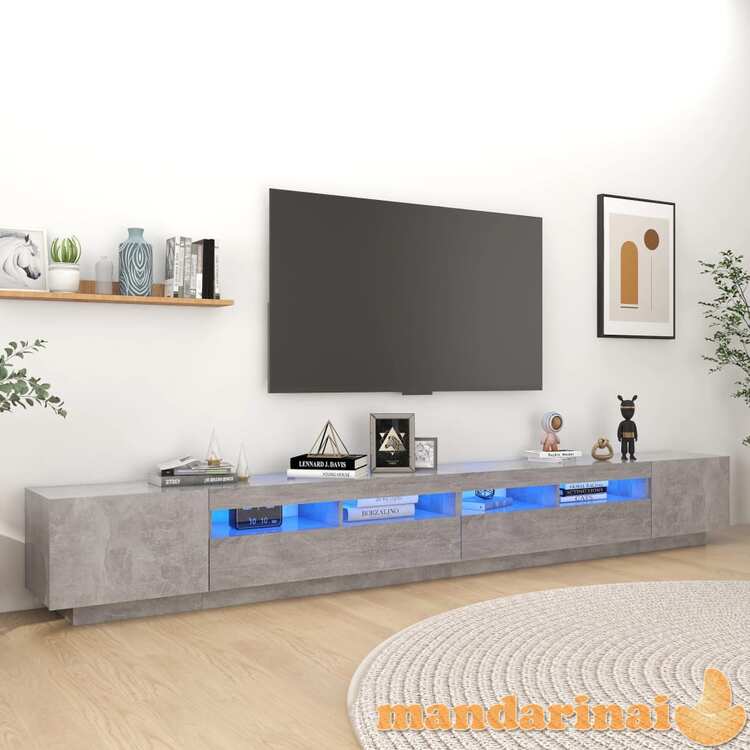 Televizoriaus spintelė su led, betono pilka, 300x35x40cm