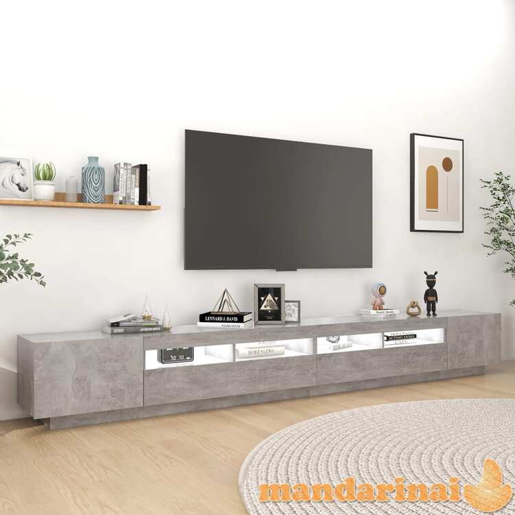 Televizoriaus spintelė su led, betono pilka, 300x35x40cm