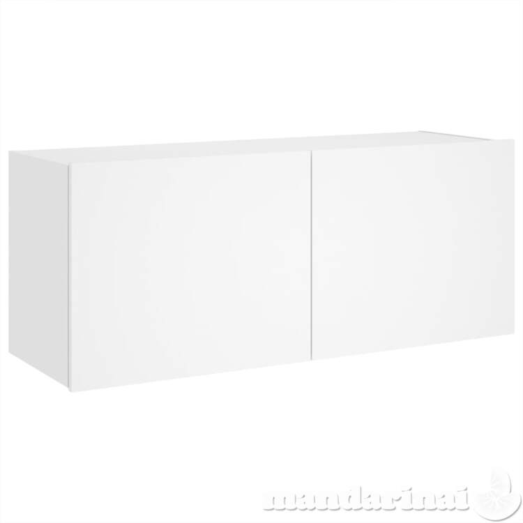 Sieninė tv spintelė su led lemputėmis, balta, 100x35x41cm