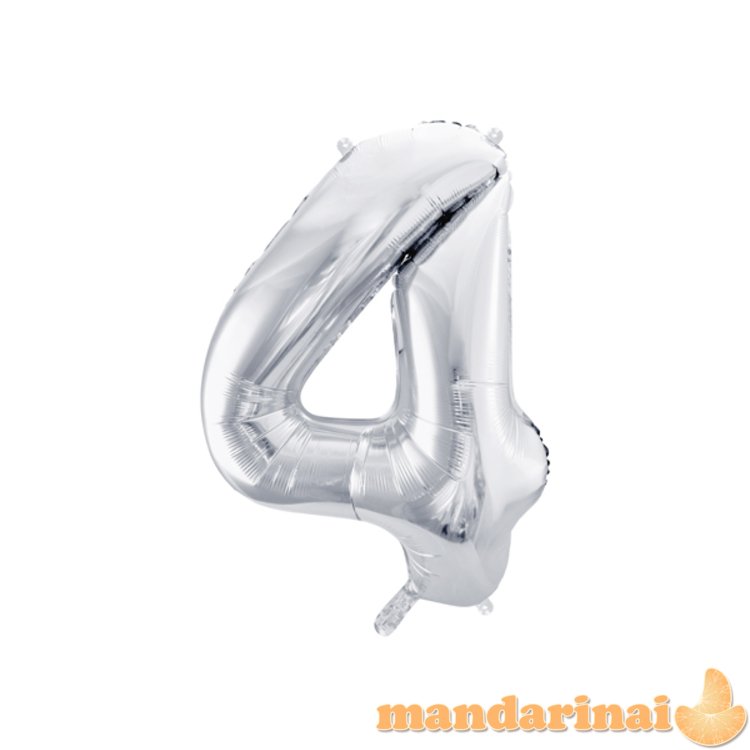 Foil Balloon Number   4  , 86cm, silver