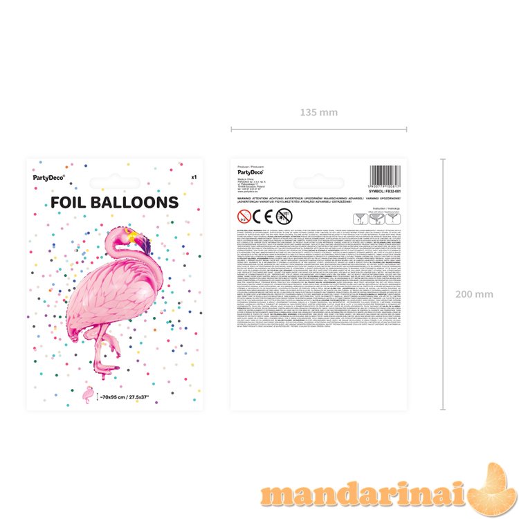 Foil balloon Flamingo, pink, 70x95cm