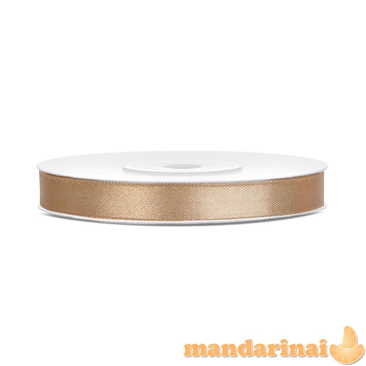 Satin Ribbon, light gold, 6mm/25m (1 pc. / 25 lm)