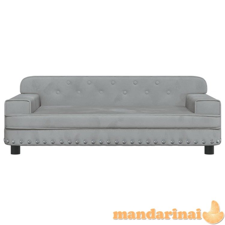 Vaikiška sofa, šviesiai pilkos spalvos, 90x53x30cm, aksomas