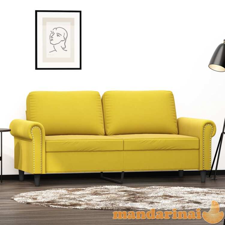 Dvivietė sofa, geltonos spalvos, 140cm, aksomas