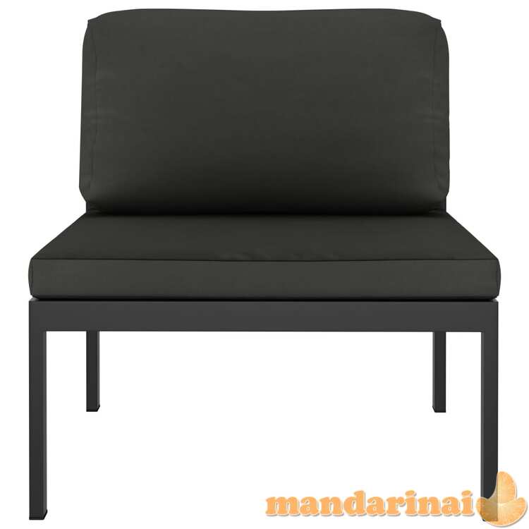 Modulinė vidurinė sofa su pagalvėmis, antracito, aliuminis