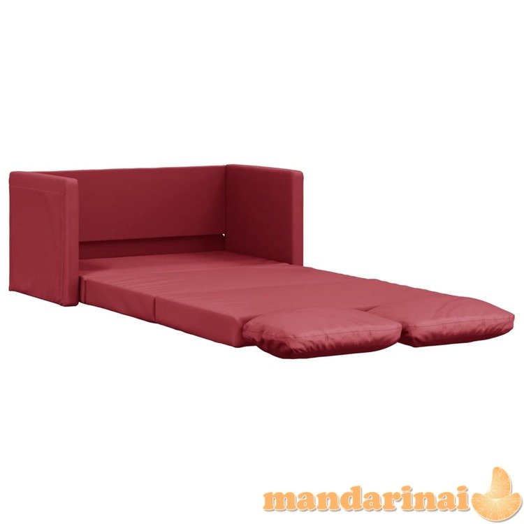 Grindų sofa-lova, 2-1, vyno, 112x174x55cm, dirbtinė oda