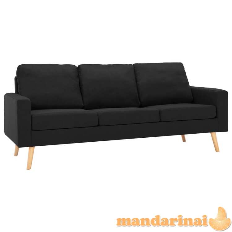 Trivietė sofa, juodos spalvos, audinys