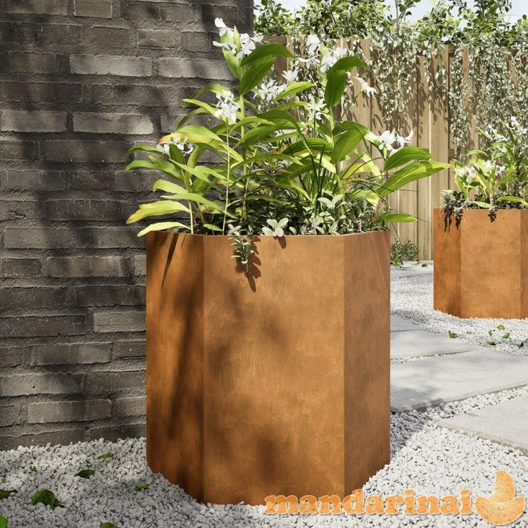 Sodo loveliai, 2vnt., 46x40x45cm, corten plienas, šešiakampiai