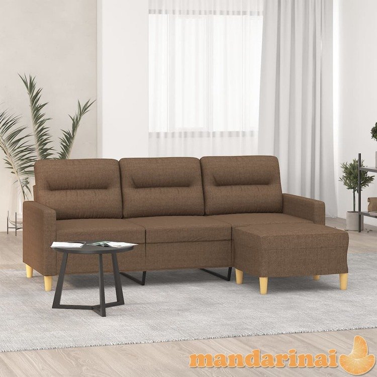 Trivietė sofa su pakoja, rudos spalvos, 180cm, audinys