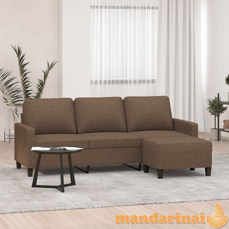 Trivietė sofa su pakoja, rudos spalvos, 180cm, audinys