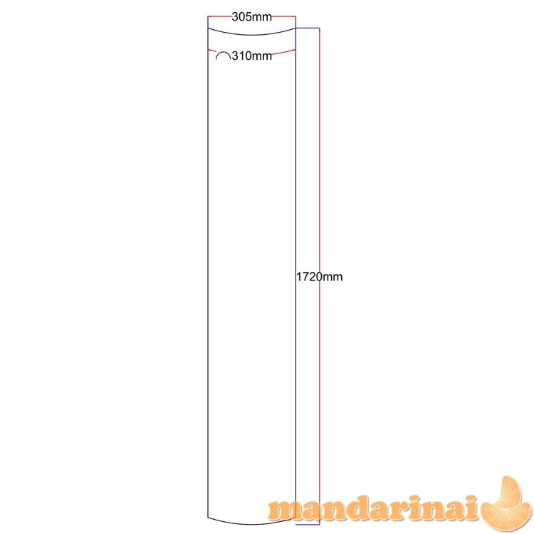 Dušo kabinos šoninis stiklas lenktas 305x1720 (lenkta dalis 310 mm) skaidrus 4.15.