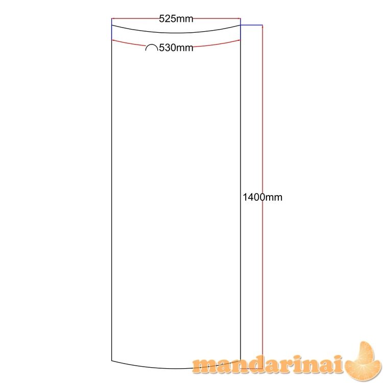 Dušo kabinos šoninis stiklas lenktas 535x1400 skaidrus 4.17. 