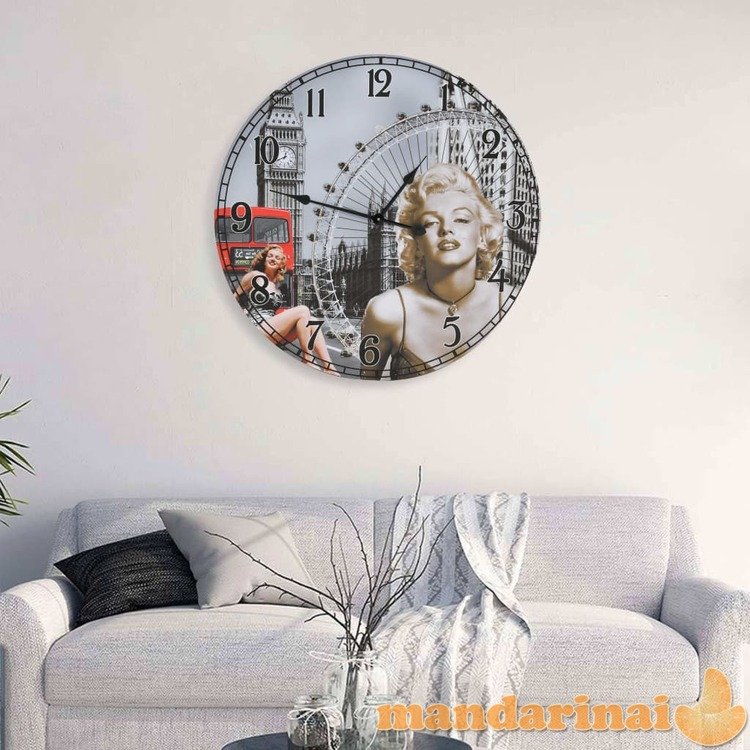 Sieninis laikrodis, 60cm, vintažinio dizaino, su marilyn monroe