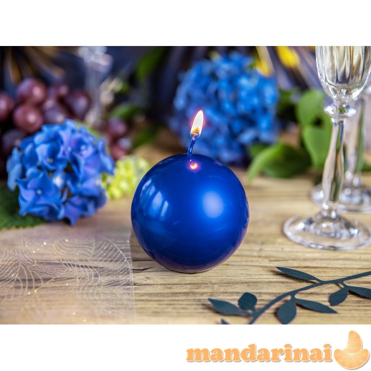 Candle Sphere, metallic, navy blue, 6cm (1 pkt / 10 pc.)