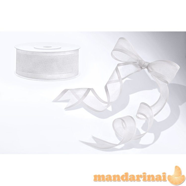 Chiffon Ribbon, white, 25mm/25m (1 pc. / 25 lm)