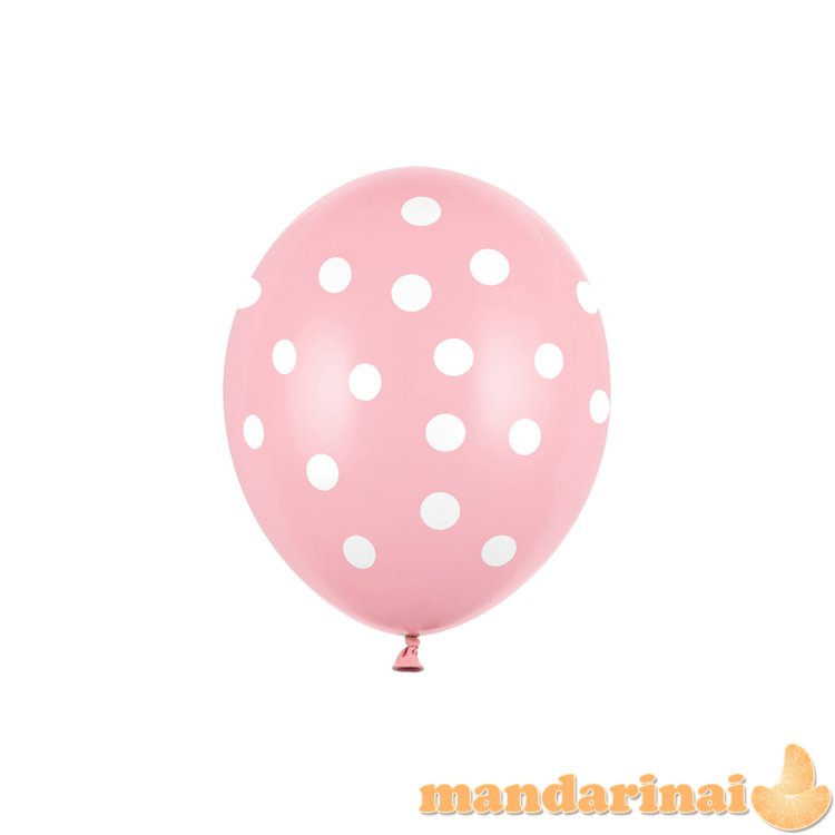 Balloons 30cm, Dots, Pastel Baby Pink (1 pkt / 6 pc.)