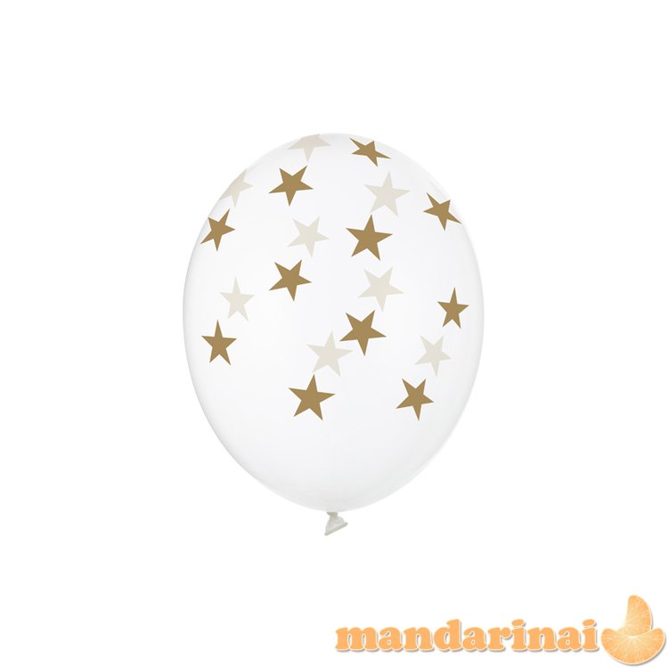 Balloons 30cm, Stars, Crystal Clear (1 pkt / 6 pc.)