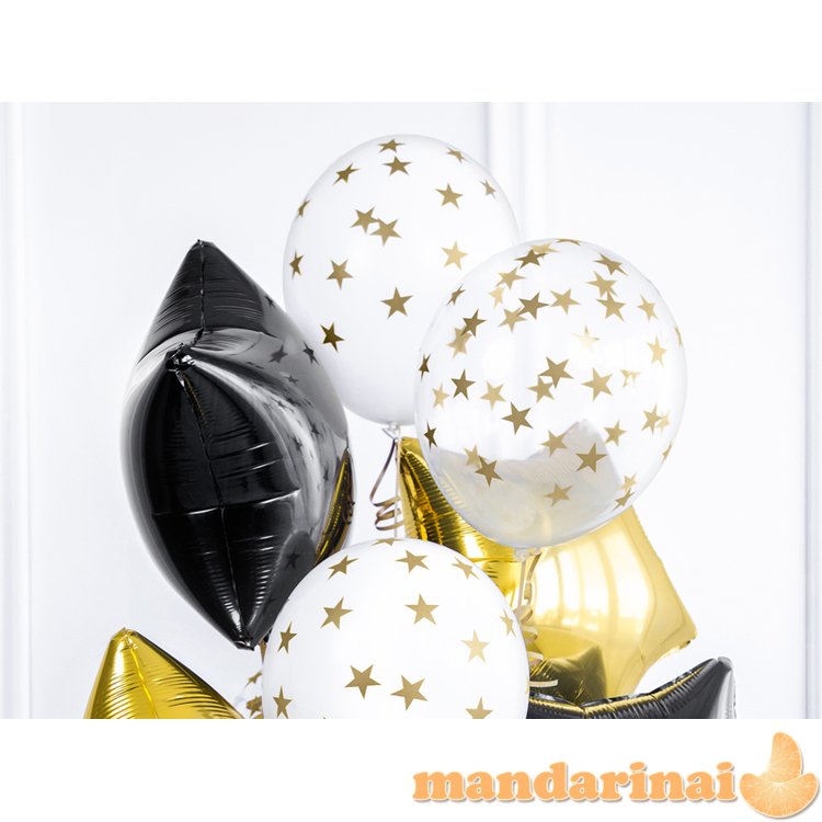 Balloons 30cm, Stars, Crystal Clear (1 pkt / 6 pc.)