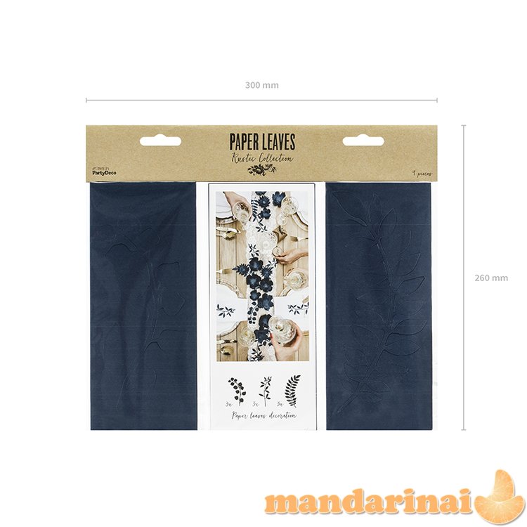 Branch with leaves decoration, d. navy blue (1 pkt / 9 pc.)