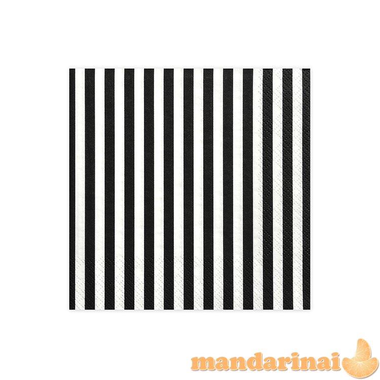 Napkins Stripes, black, 33 x 33 cm (1 pkt / 20 pc.)