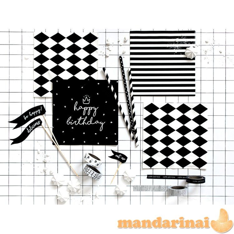 Napkins Stripes, black, 33 x 33 cm (1 pkt / 20 pc.)