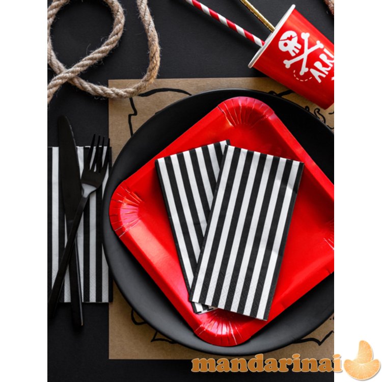 Napkins Stripes, black, 33 x 33 cm (1 pkt / 20 pc.)