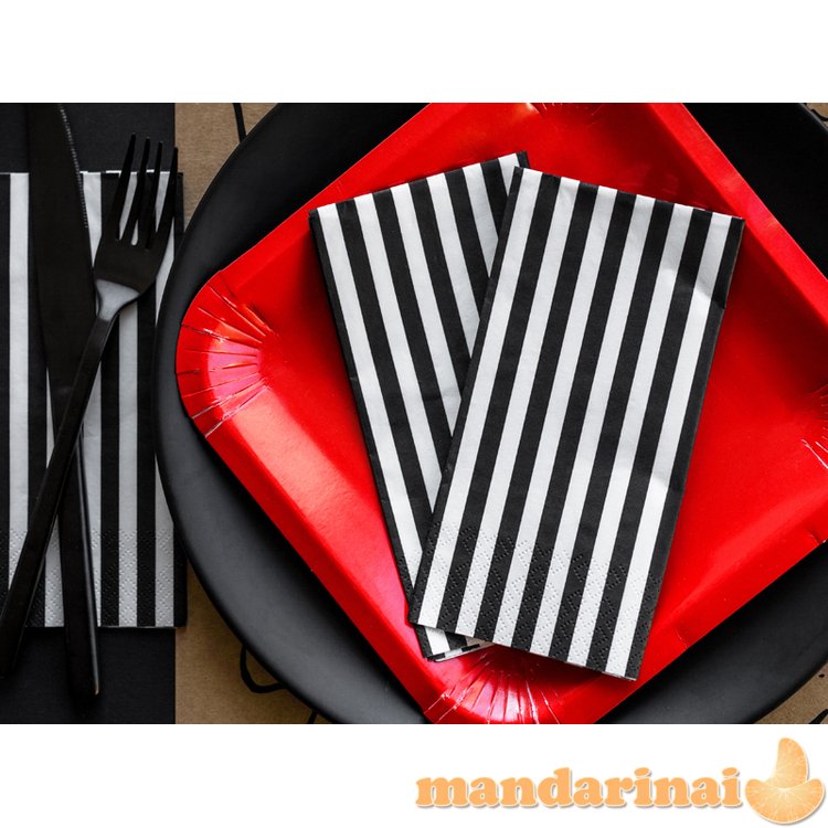 Napkins Stripes, black, 33 x 33 cm (1 pkt / 20 pc.)