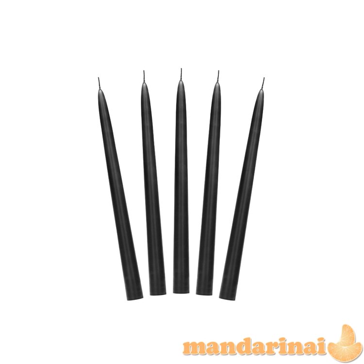 Taper candle, matt, black, 24cm (1 pkt / 10 pc.)