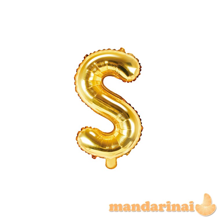 Foil Balloon Letter S , 35cm, gold