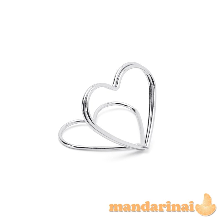 Place card holders Hearts, silver, 2.5 cm (1 pkt / 10 pc.)