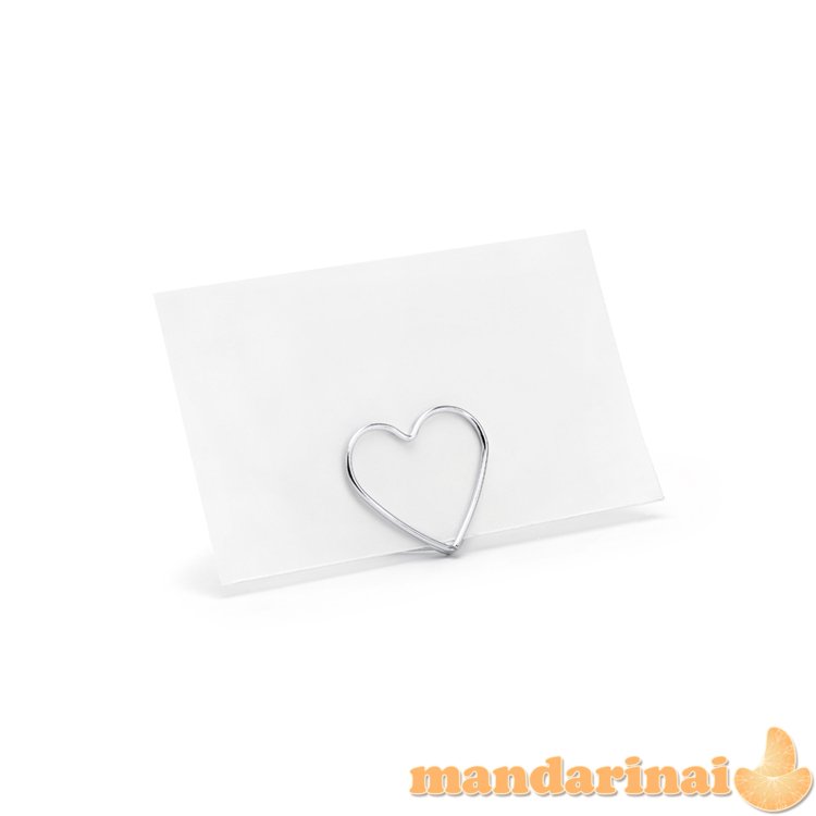 Place card holders Hearts, silver, 2.5 cm (1 pkt / 10 pc.)