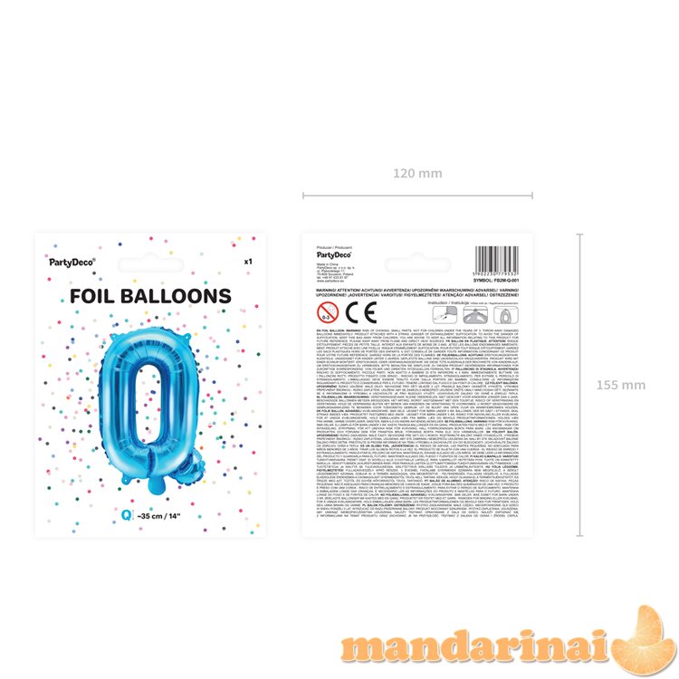 Foil Balloon Letter Q , 35cm, blue