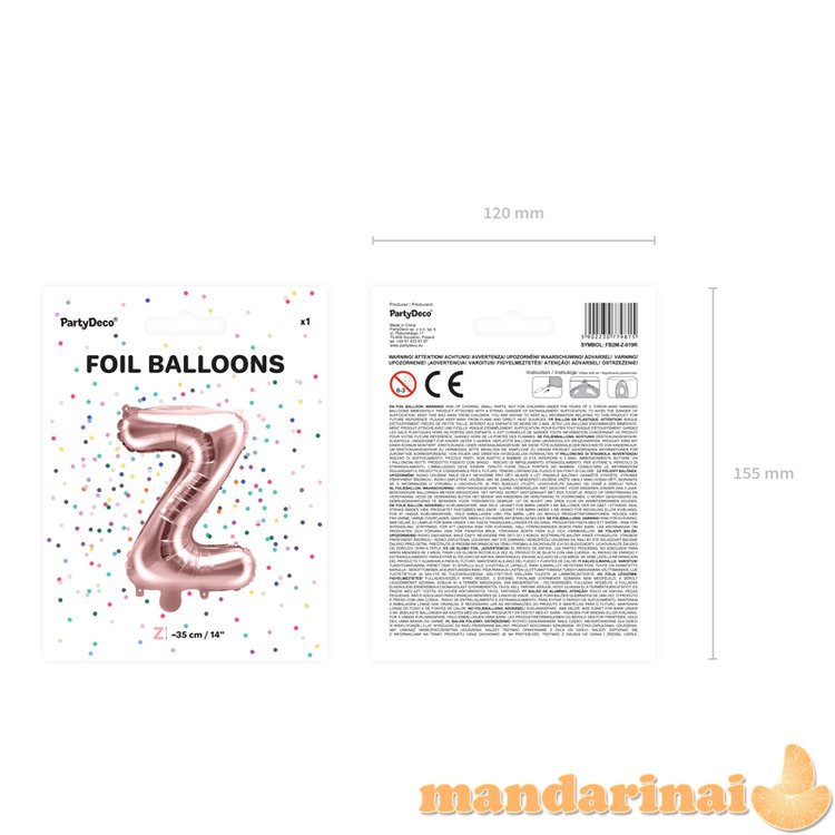 Foil Balloon Letter Z , 35cm, rose gold