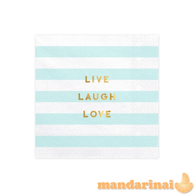 Napkins Yummy - Live Laugh Love, light blue, 33x33cm (1 pkt / 20 pc.)