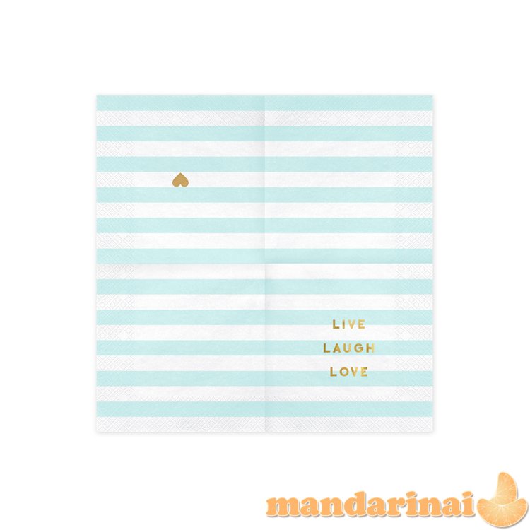 Napkins Yummy - Live Laugh Love, light blue, 33x33cm (1 pkt / 20 pc.)